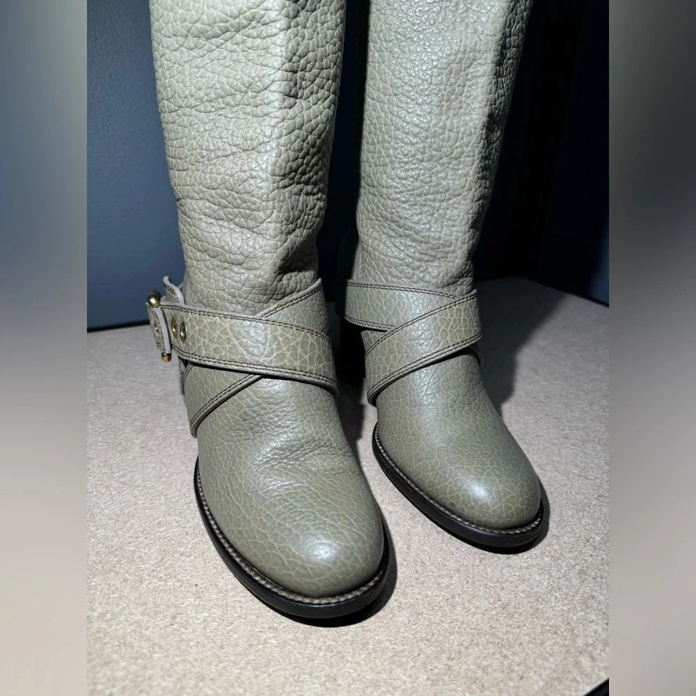 Authentic Women's Dolce & Gabanna‎ Over Knee Leather Khaki Boots Size 37 (US 7)